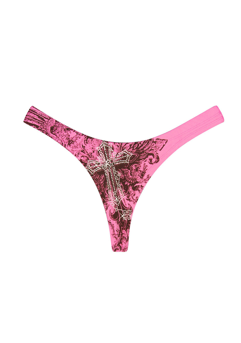 VICE RHINESTONE BRAZILIAN BIKINI BOTTOMS HOT PINK