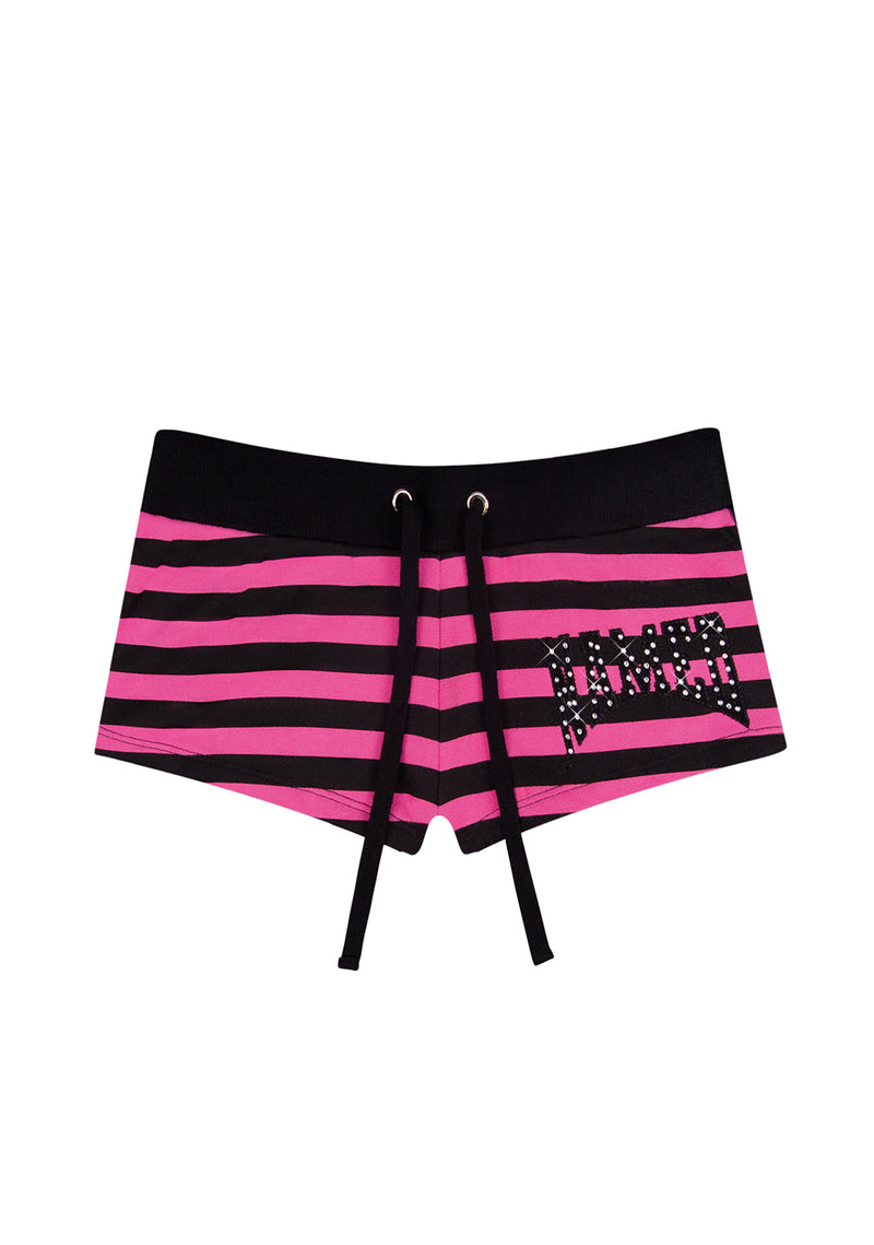 VICE RHINESTONE MICRO SHORTS HOT PINK STRIPE