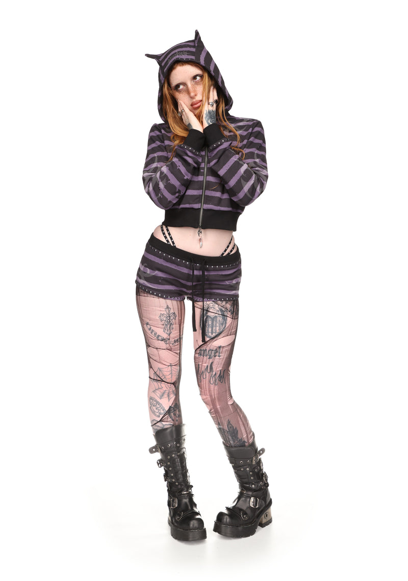 VILLAIN STUDDED LOOSE FIT HOODIE BLACK