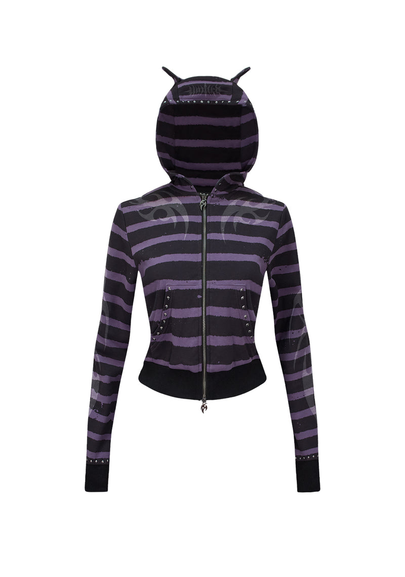 VILLAIN STUDDED LOOSE FIT HOODIE BLACK