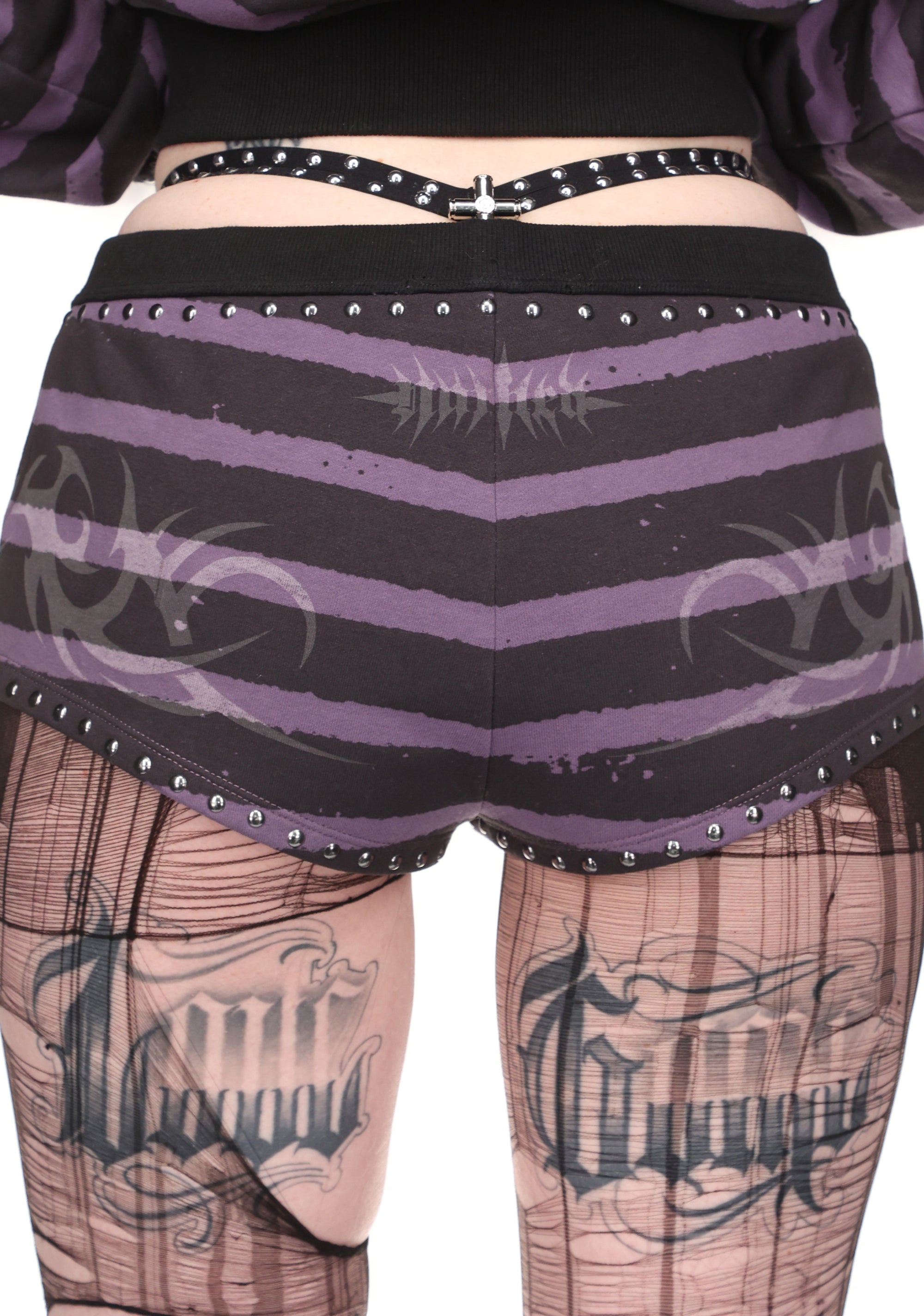 VILLAIN STUDDED MICRO HOTPANTS BLACK