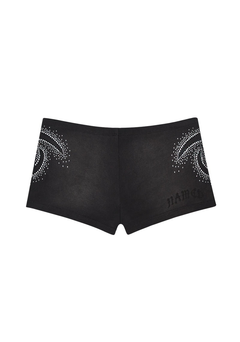 VISION RHINESTONE HOTPANTS WASHED BLACK