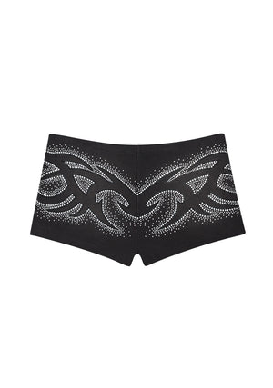 VISION RHINESTONE HOTPANTS WASHED BLACK