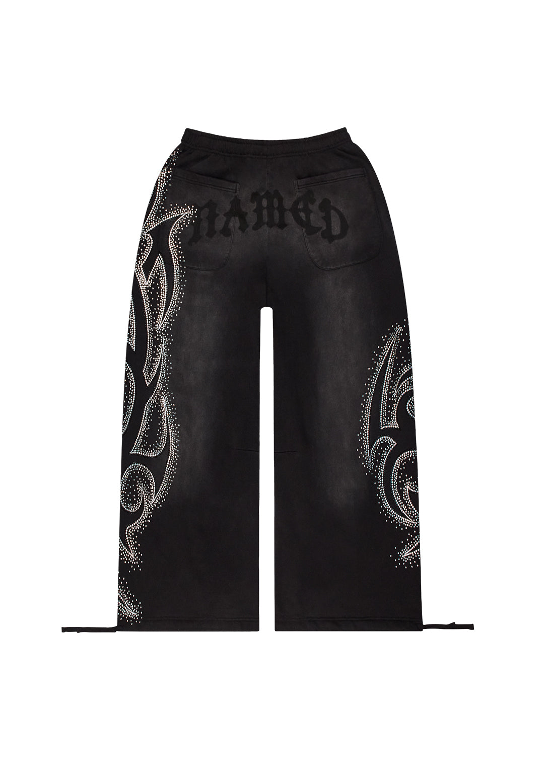 VISION RHINESTONE OVERSIZED SWEATPANTS WASHED BLACK