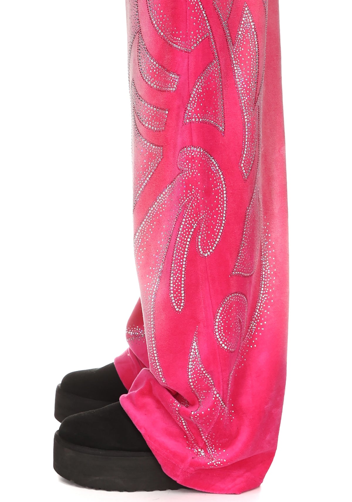 VISION RHINESTONE VELOUR SWEATPANTS WASHED HOT PINK