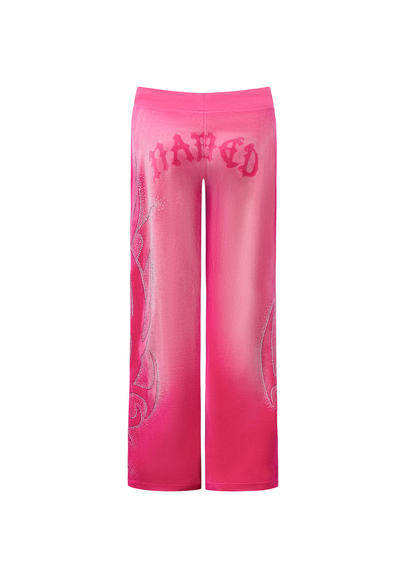 VISION RHINESTONE VELOUR SWEATPANTS WASHED HOT PINK