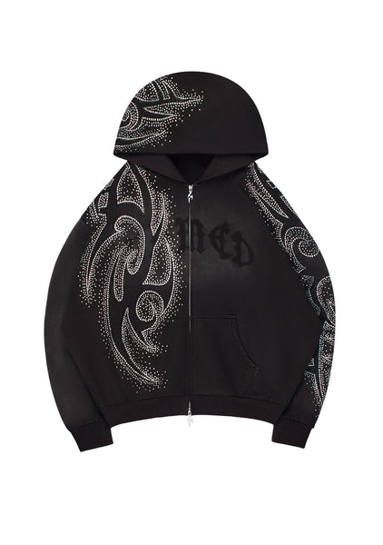 Vision Rhinestone Zip Hoodie Washed Black – NAMED COLLECTIVE®