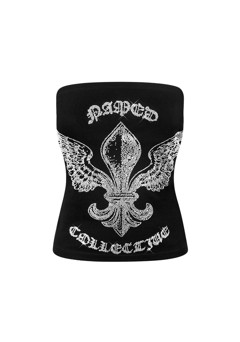 VORTEX RHINESTONE TUBE TOP BLACK