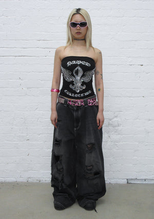 VORTEX RHINESTONE TUBE TOP BLACK