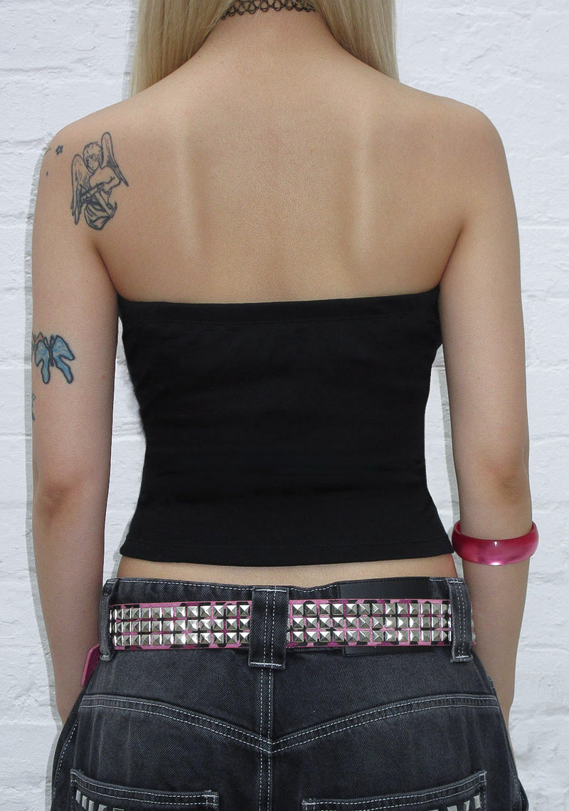 VORTEX RHINESTONE TUBE TOP BLACK