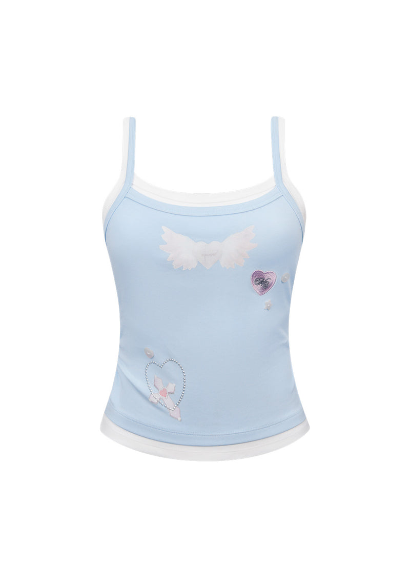 WHISPER DOUBLE LAYER CAMI TOP BABY BLUE