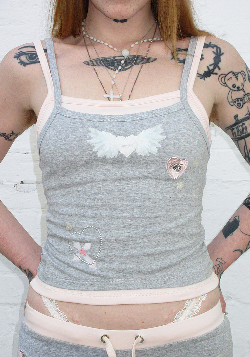 WHISPER DOUBLE LAYER CAMI TOP GREY MARL