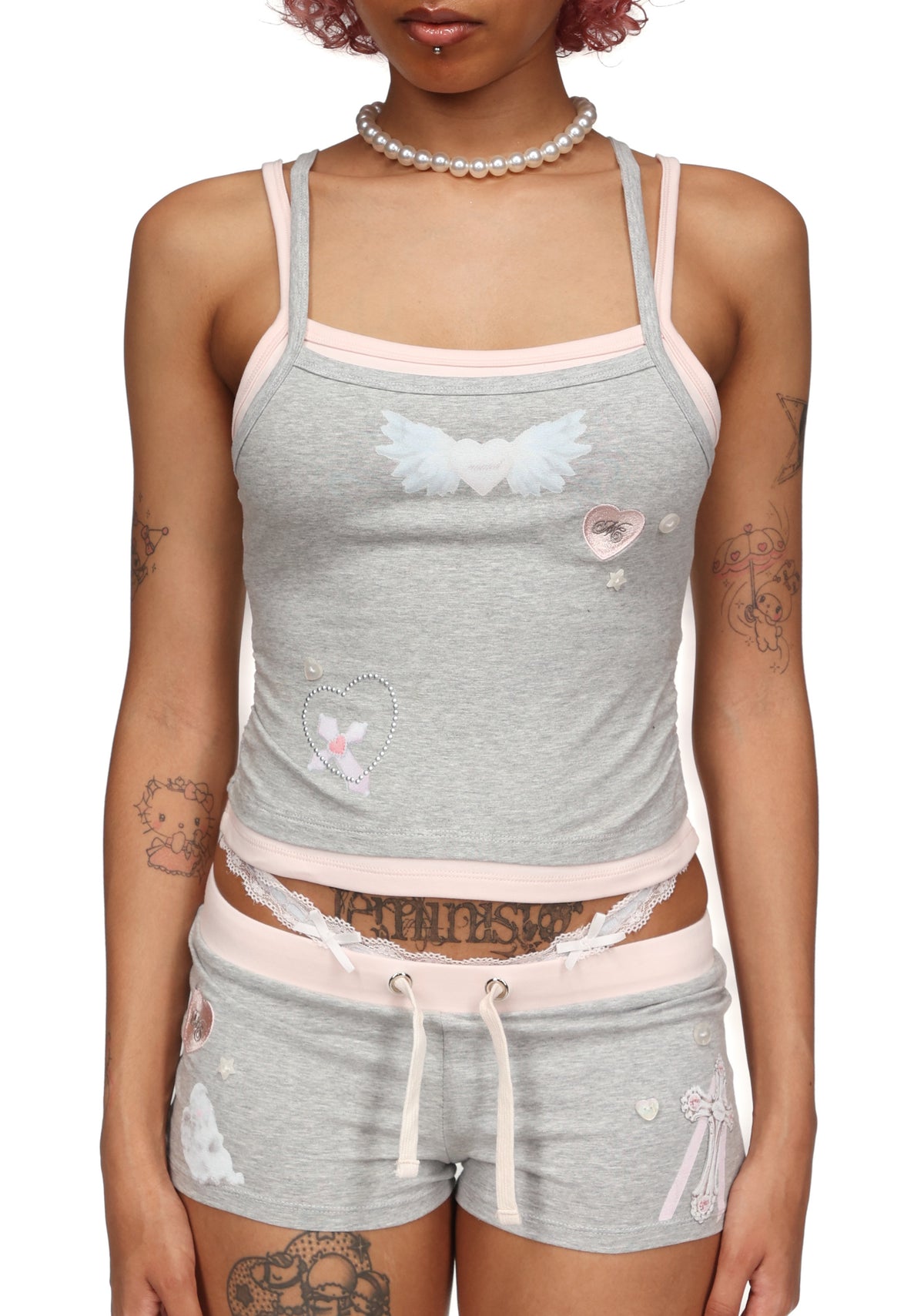 WHISPER DOUBLE LAYER CAMI TOP GREY MARL