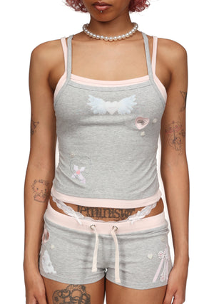 WHISPER DOUBLE LAYER CAMI TOP GREY MARL
