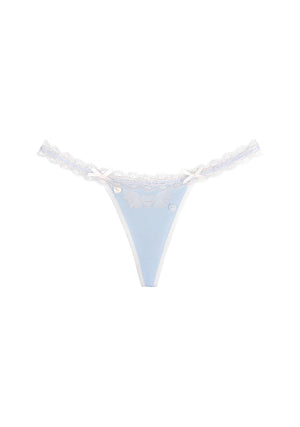 WHISPER LACE TRIM THONG BABY BLUE