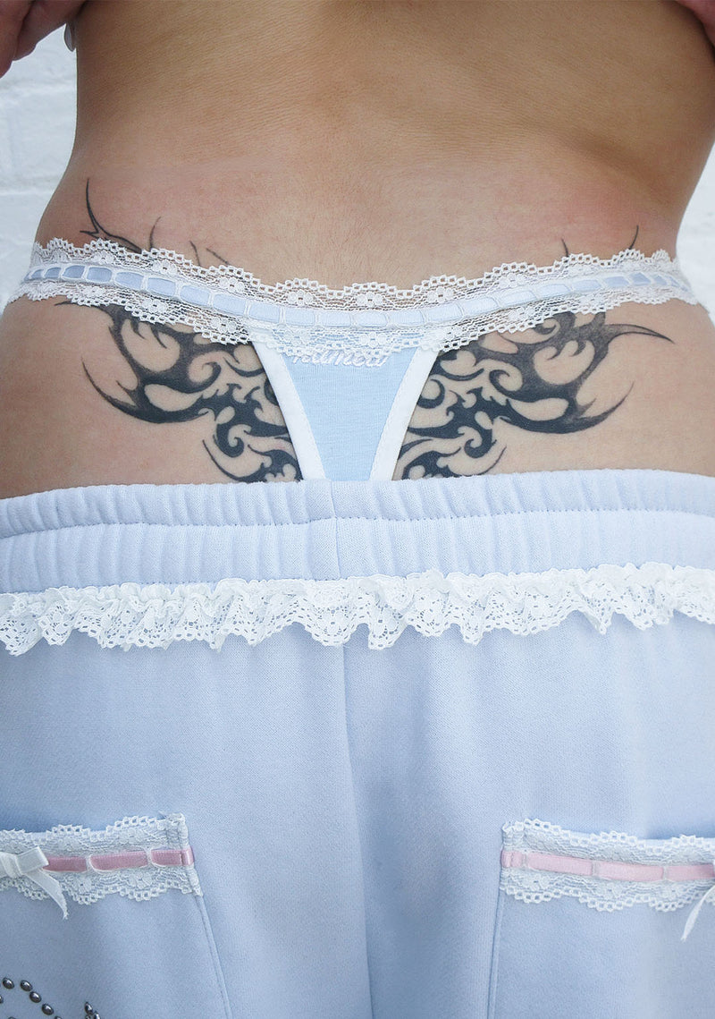 WHISPER LACE TRIM THONG BABY BLUE