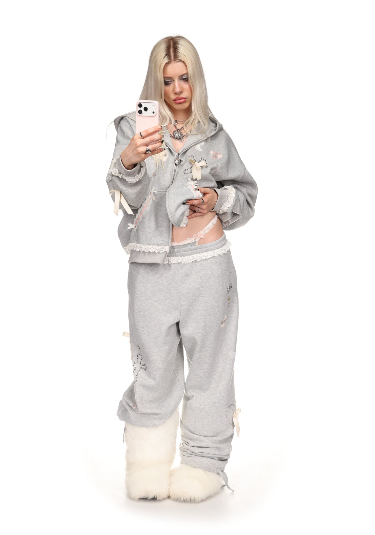 WHISPER OVERSIZED SWEATPANTS GREY MARL