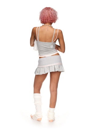 WHISPER PLEATED MINI SKIRT GREY MARL