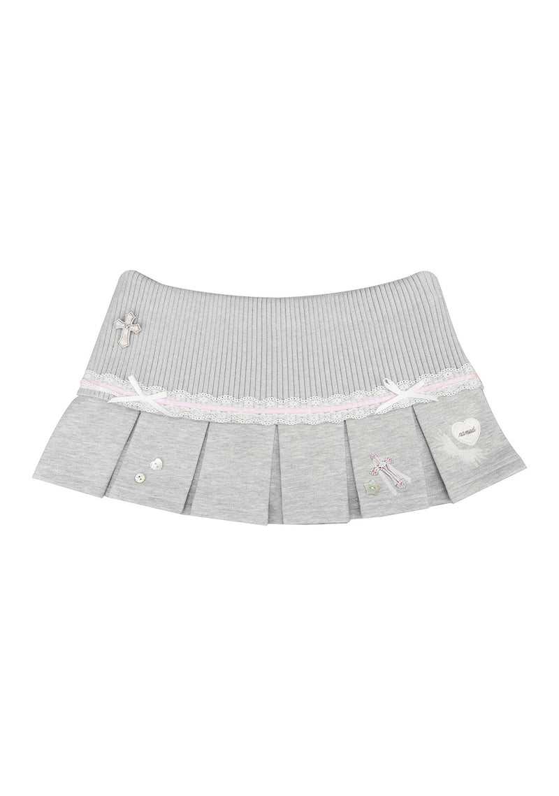 WHISPER PLEATED MINI SKIRT GREY MARL