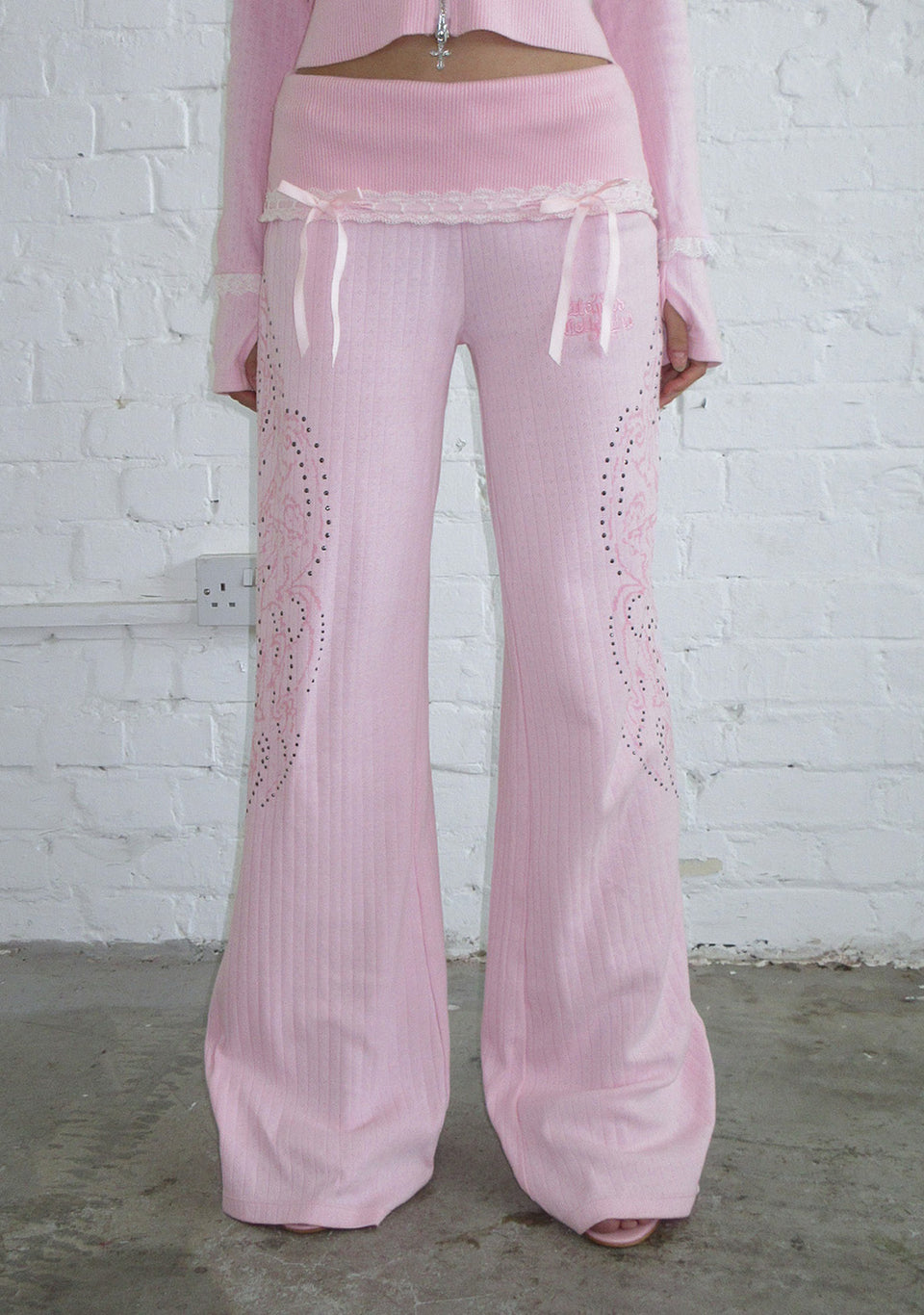 WHISPER RIBBON POINTELLE SCULPT PANTS BABY PINK