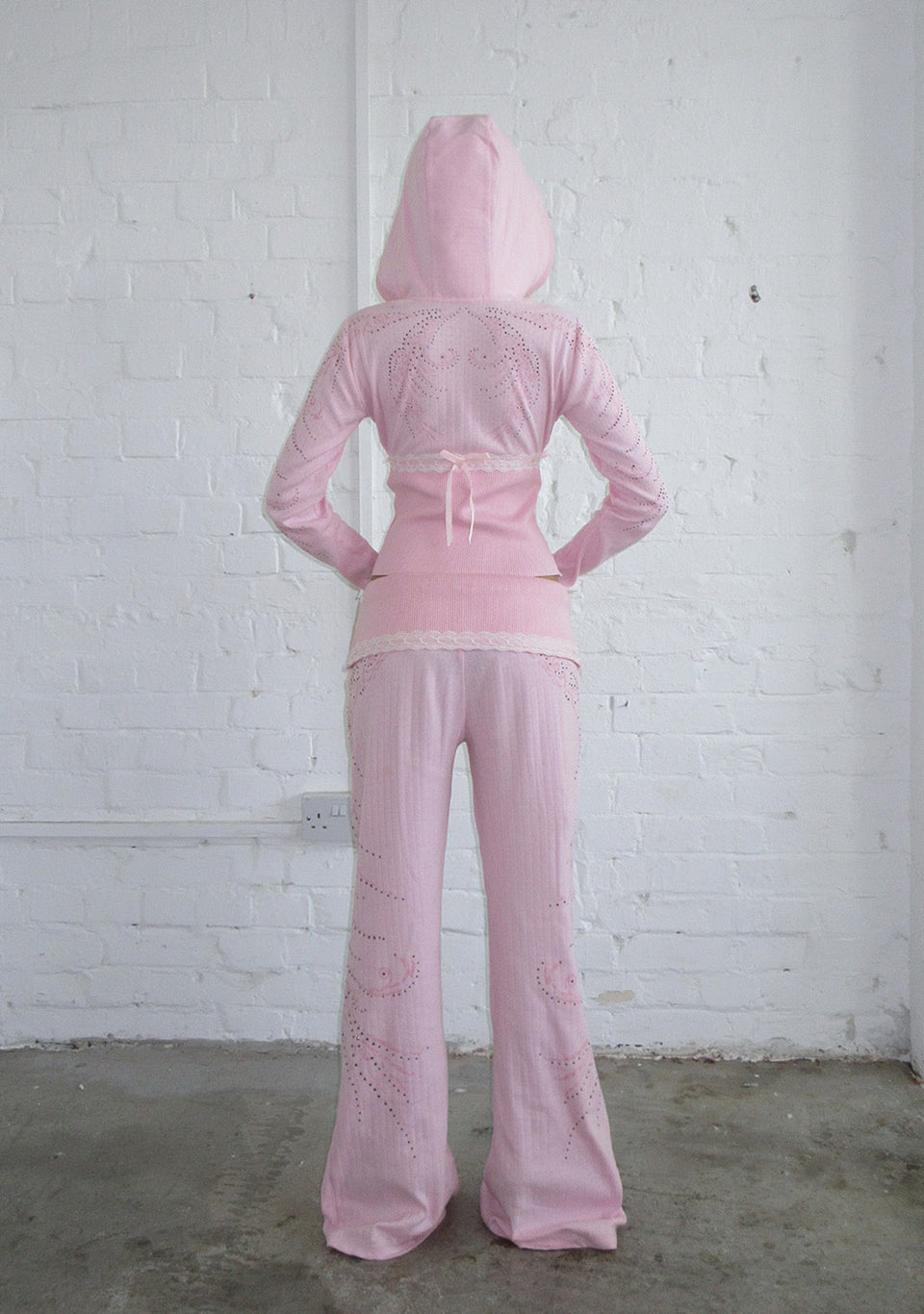 WHISPER RIBBON POINTELLE SCULPT PANTS BABY PINK