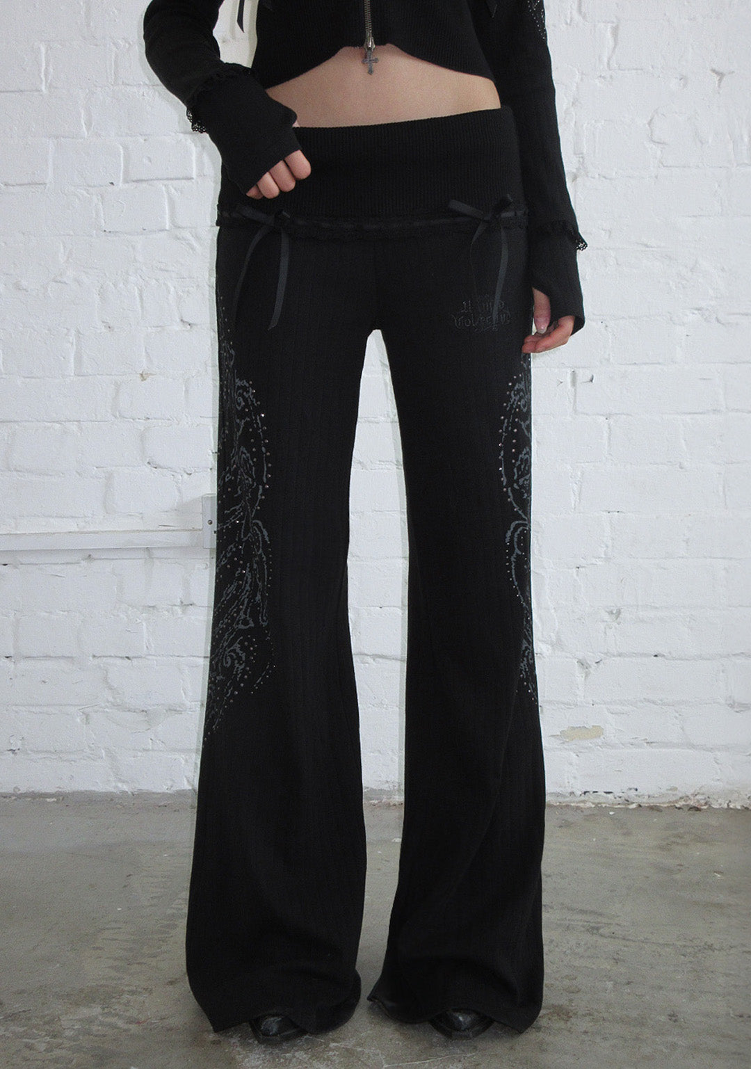 WHISPER RIBBON POINTELLE SCULPT PANTS BLACK