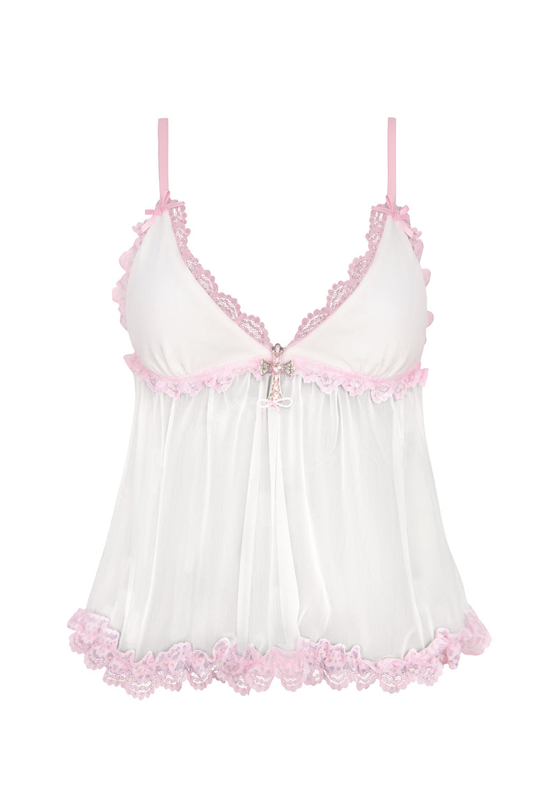 WHISPER SHEER MESH CAMI TOP WHITE