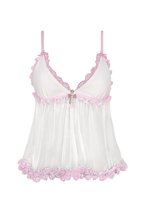WHISPER SHEER MESH CAMI TOP WHITE