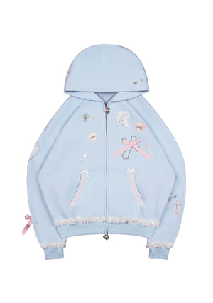 WHISPER ZIP HOODIE BABY BLUE