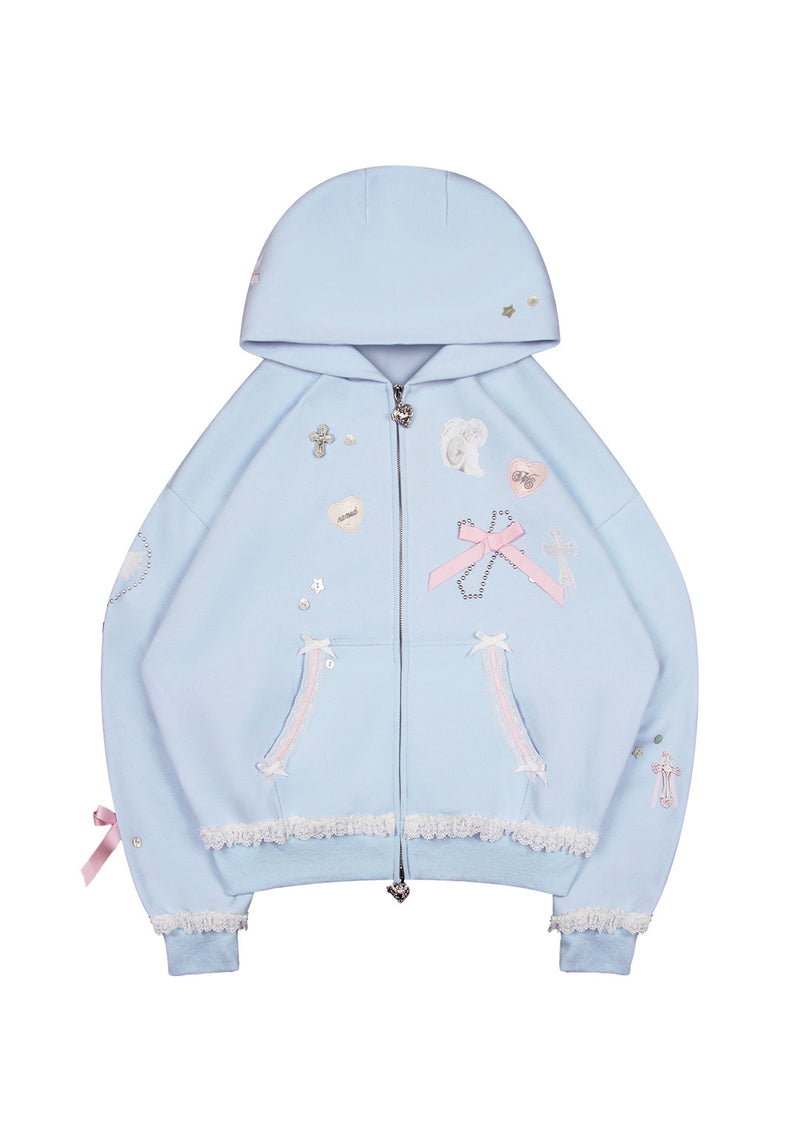 WHISPER ZIP HOODIE BABY BLUE