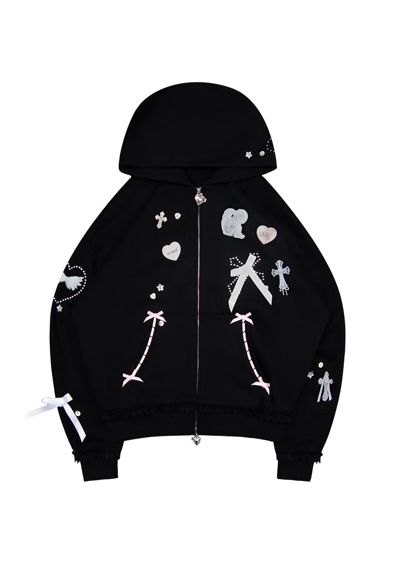 WHISPER ZIP HOODIE BLACK