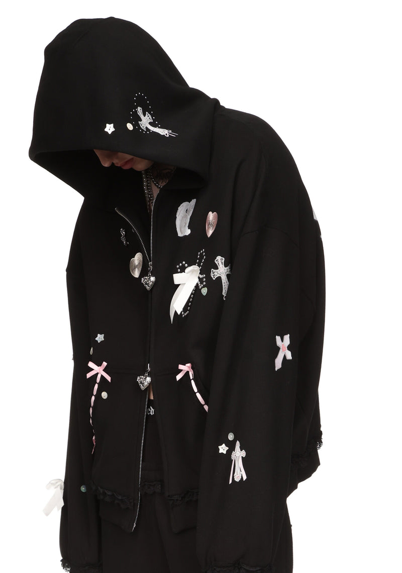 WHISPER ZIP HOODIE BLACK