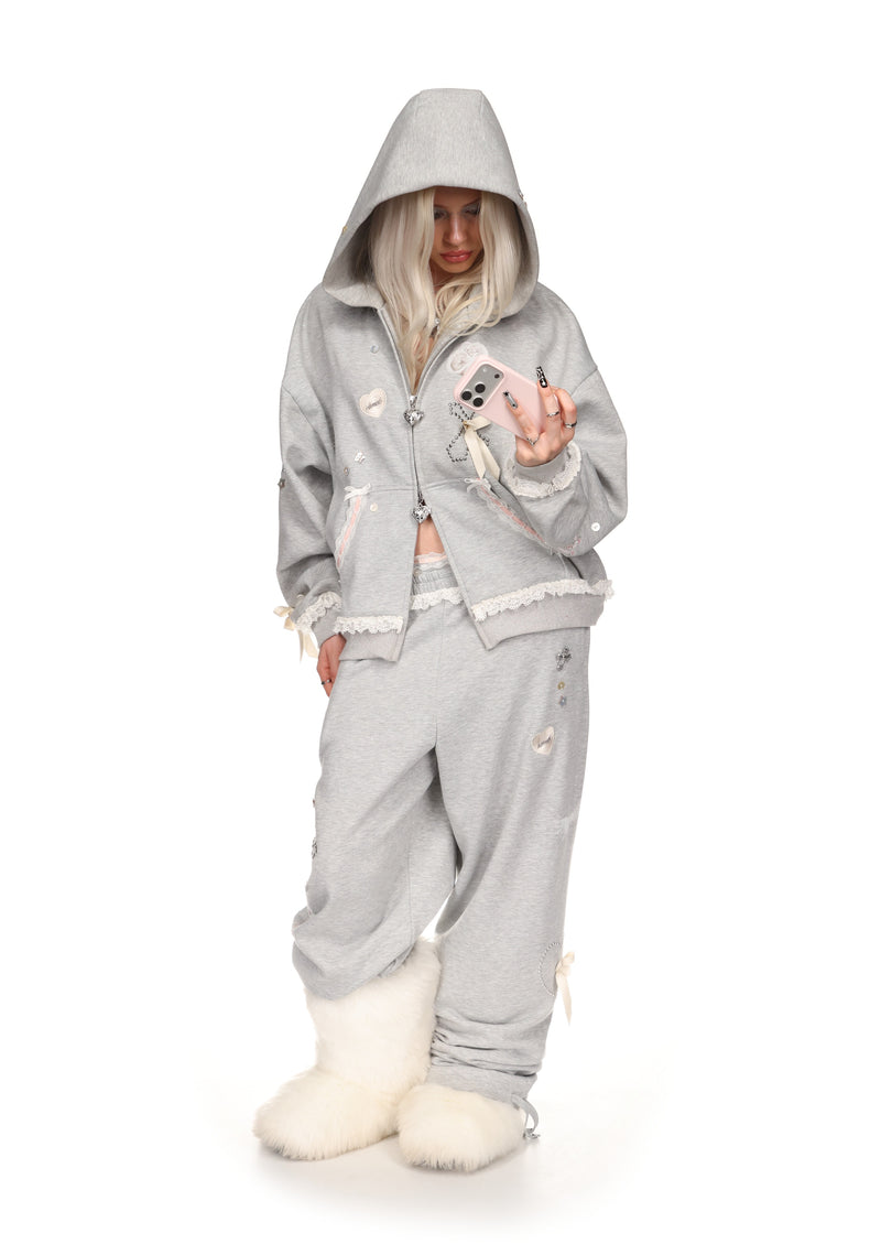 WHISPER ZIP HOODIE GREY MARL