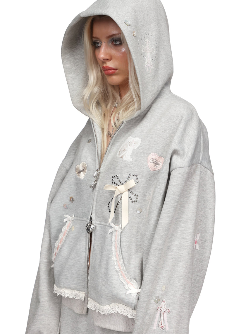 WHISPER ZIP HOODIE GREY MARL