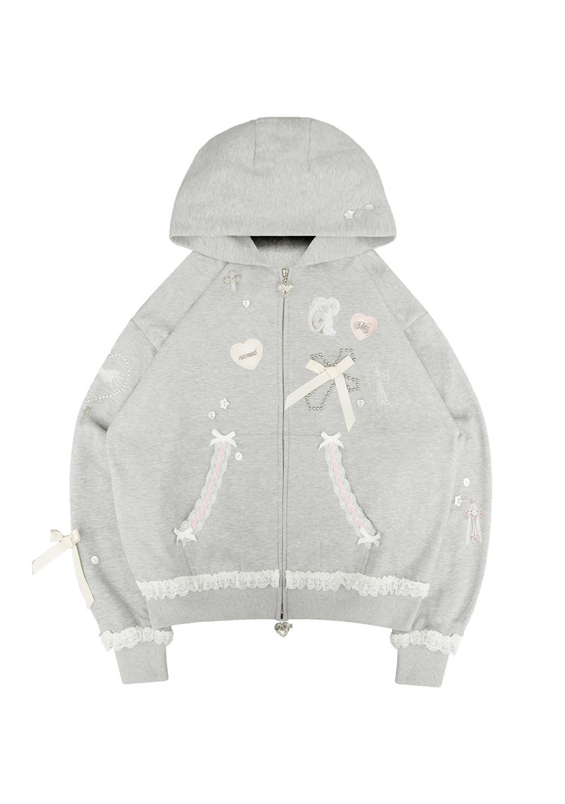 WHISPER ZIP HOODIE GREY MARL