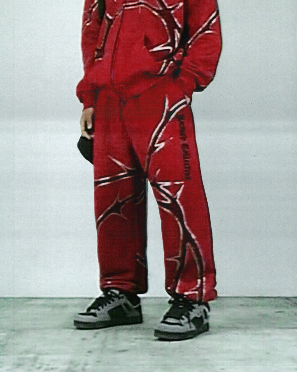 THORN RHINESTONE SWEATPANTS RED